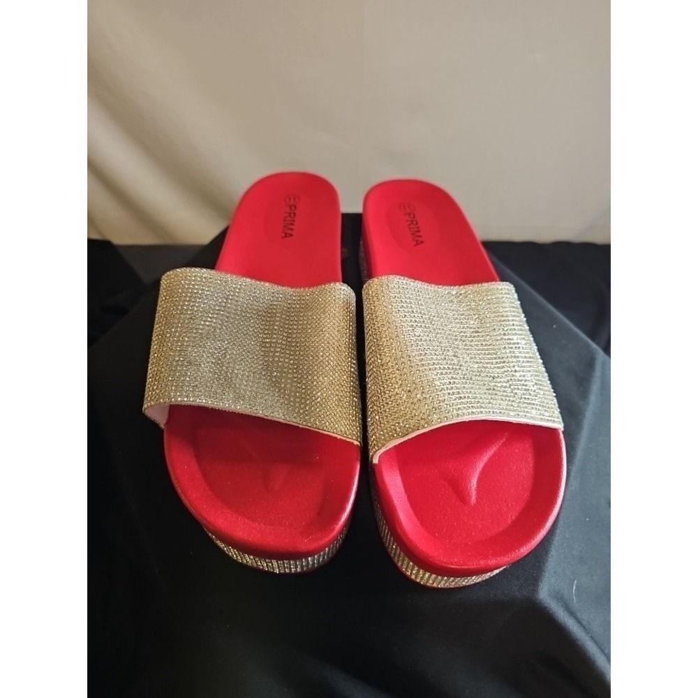 Prima Red Stones Sandals/slides Size 11